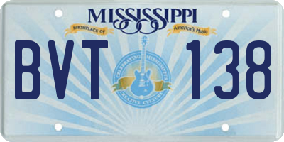 MS license plate BVT138
