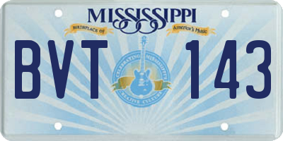 MS license plate BVT143