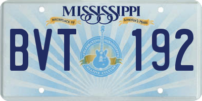 MS license plate BVT192