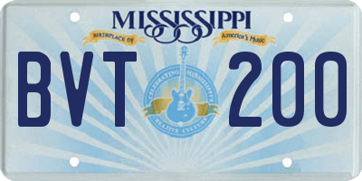 MS license plate BVT200