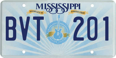 MS license plate BVT201