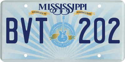 MS license plate BVT202