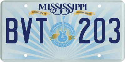 MS license plate BVT203