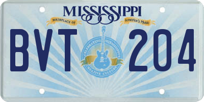 MS license plate BVT204