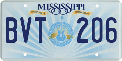 MS license plate BVT206
