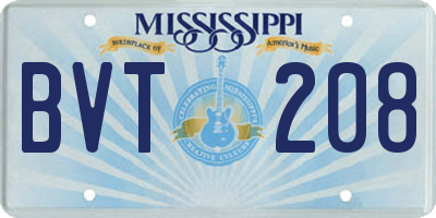 MS license plate BVT208