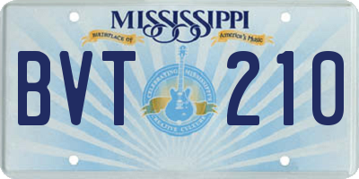 MS license plate BVT210