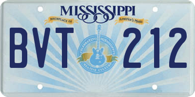MS license plate BVT212