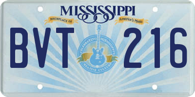 MS license plate BVT216