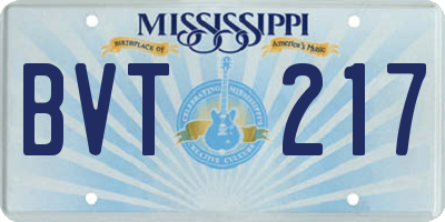 MS license plate BVT217