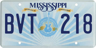 MS license plate BVT218