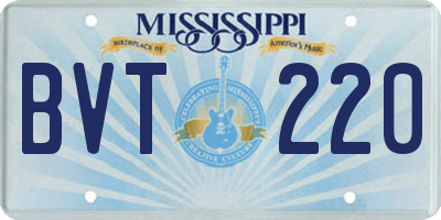 MS license plate BVT220