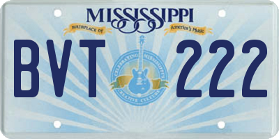 MS license plate BVT222