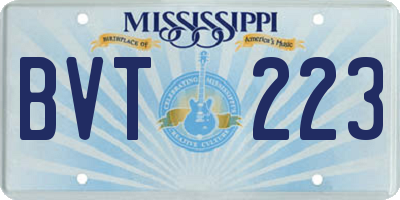 MS license plate BVT223