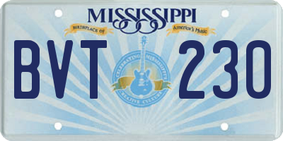 MS license plate BVT230