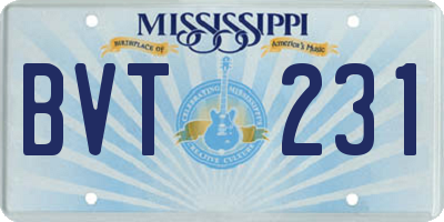 MS license plate BVT231