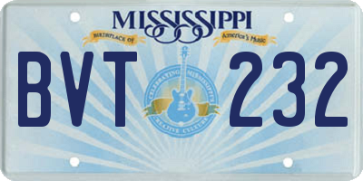 MS license plate BVT232