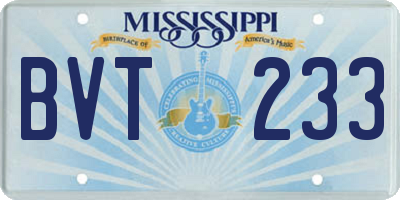 MS license plate BVT233