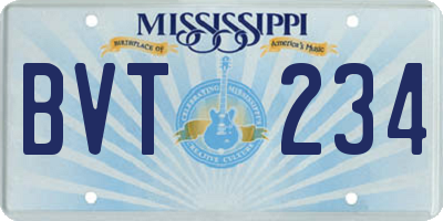 MS license plate BVT234
