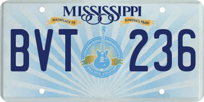MS license plate BVT236