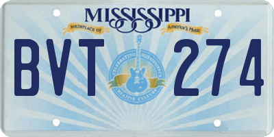 MS license plate BVT274
