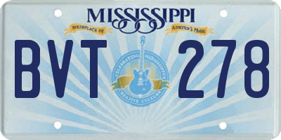 MS license plate BVT278