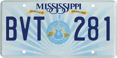 MS license plate BVT281