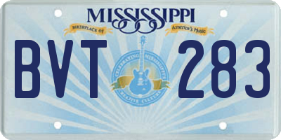 MS license plate BVT283