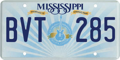 MS license plate BVT285