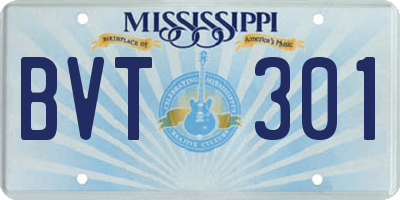 MS license plate BVT301
