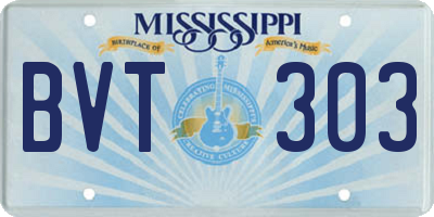 MS license plate BVT303