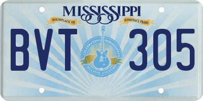 MS license plate BVT305