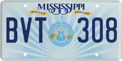 MS license plate BVT308