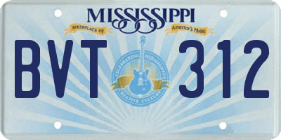 MS license plate BVT312