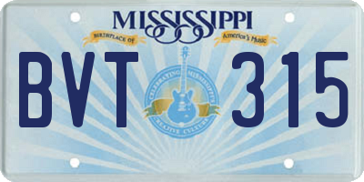 MS license plate BVT315