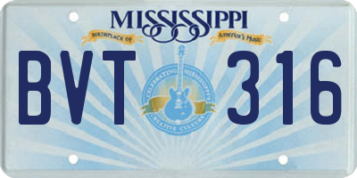MS license plate BVT316
