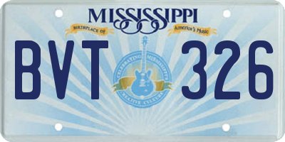 MS license plate BVT326