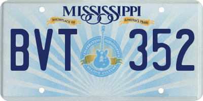 MS license plate BVT352