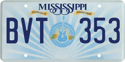 MS license plate BVT353