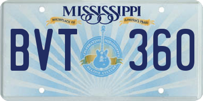 MS license plate BVT360