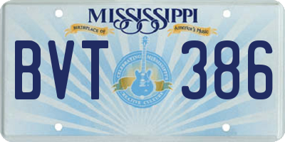MS license plate BVT386