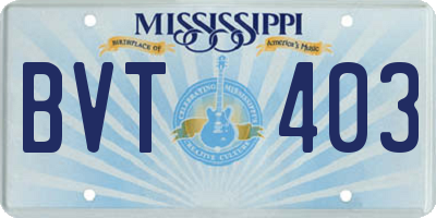 MS license plate BVT403