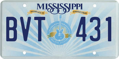 MS license plate BVT431