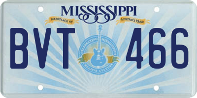 MS license plate BVT466