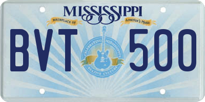 MS license plate BVT500