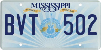MS license plate BVT502