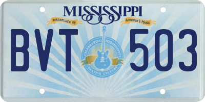 MS license plate BVT503