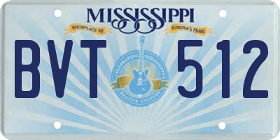 MS license plate BVT512
