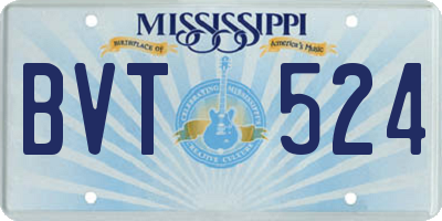 MS license plate BVT524
