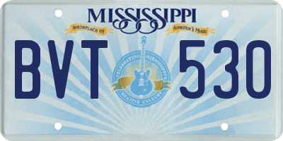 MS license plate BVT530